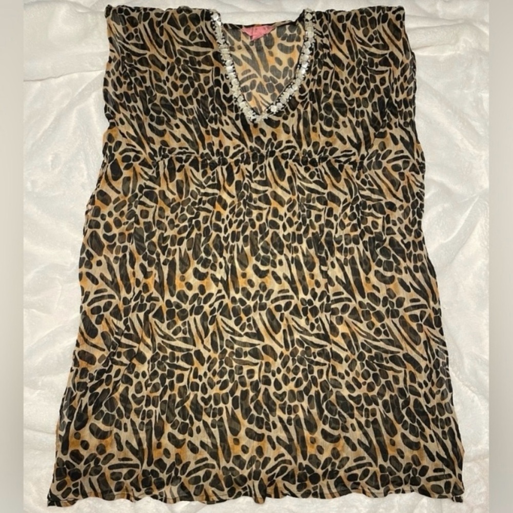 Animal Print V-Neck Swim Cover Up